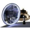 Delta Lights; DOT Modern 7" Round High/Low Beam Headlight Kit; Flat Lens; 35W, 6,000k HID Bulbs; w/ Halo; w/ LED DRL