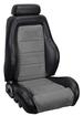 1990-91 Mustang Convertible Custom Cobra Style Upholstery Set; Black Leather with Graphite Unisuede