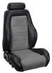 1990-91 Mustang Hatchback Custom Cobra Style Upholstery Set; Black Leather with Graphite Unisuede